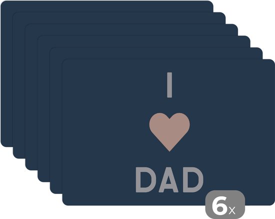 Set de table - Napperons de table plastique - J'aime papa - Citations - Énonciations - Vaderdag - 45x30 cm - 6 pièces - Résistant à la chaleur - Antidérapant - Coussinet - Amovible