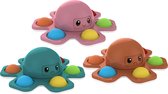 3 Pack - Fidget Spinner met Pop Up Bubble - Face Changing Octopus - Anti Stress - Rage 2021/2022 - Roze / Groen / Oranje