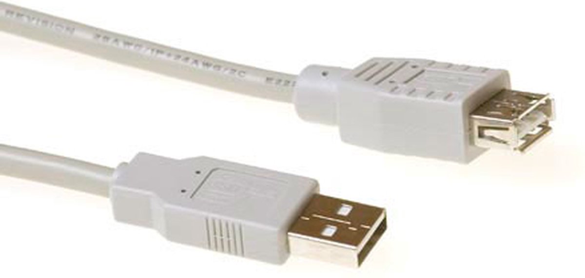 ACT SB2205 USB 2.0 A Male/USB A Female Ivoor - 5 meter