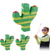 Relaxdays 3 x pinata cactus - piñata - verjaardag - zelf vullen - groen - kinderen