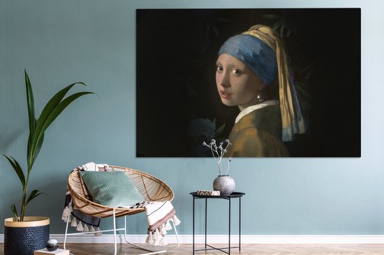 Peinture sur Toile Jeune Fille à la Perle - Vermeer - Plantes - 150x100 cm - Déco Décoration murale