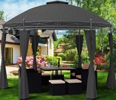 El Jardin - Rond Partytent - 350 cm - Waterdicht Dak - Wanden - Insectennet - Solar - Antraciet Paviljoen