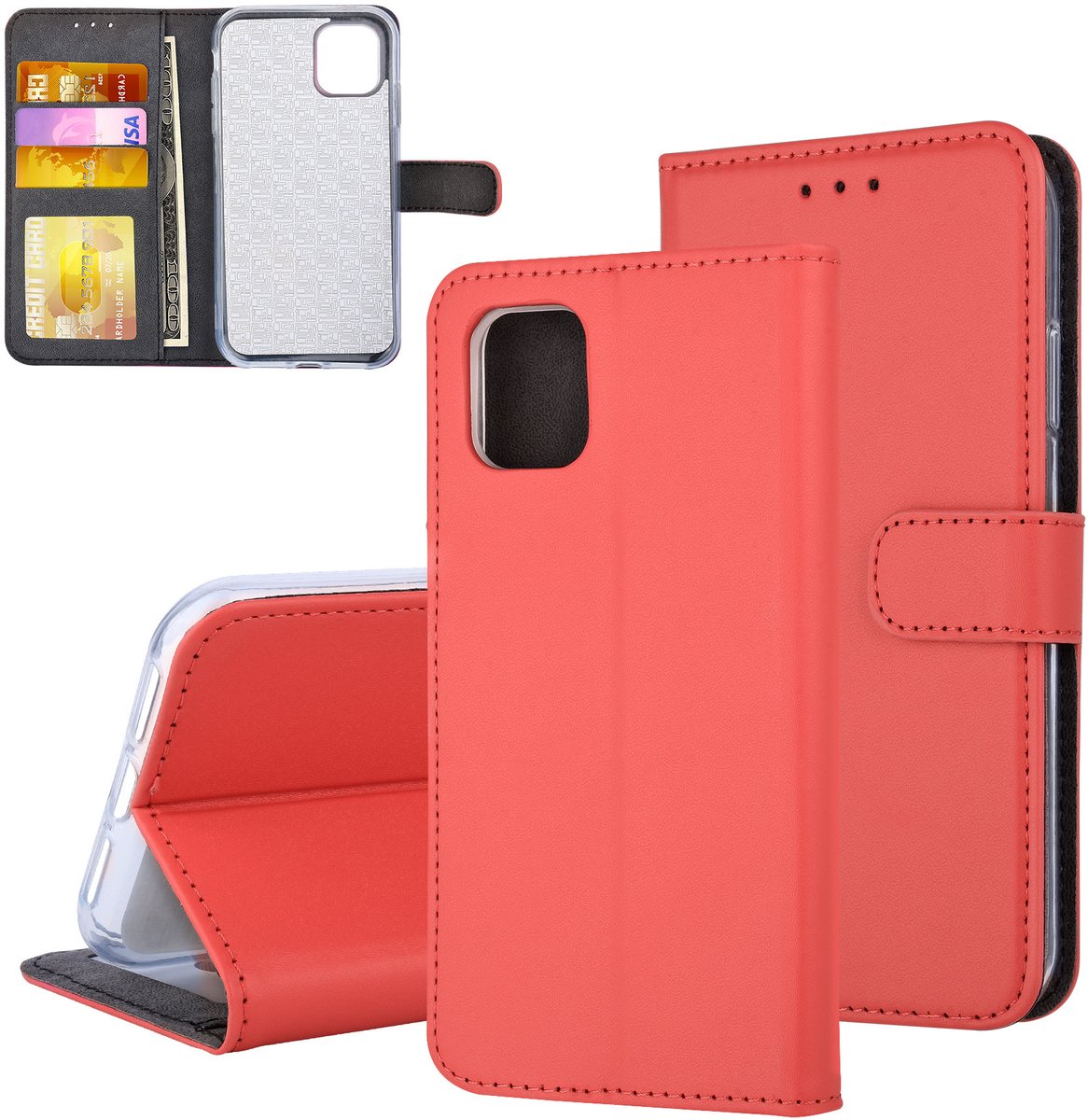 Rood hoesje iPhone 11 Pro Max - Book Case - Pasjeshouder - Magneetsluiting
