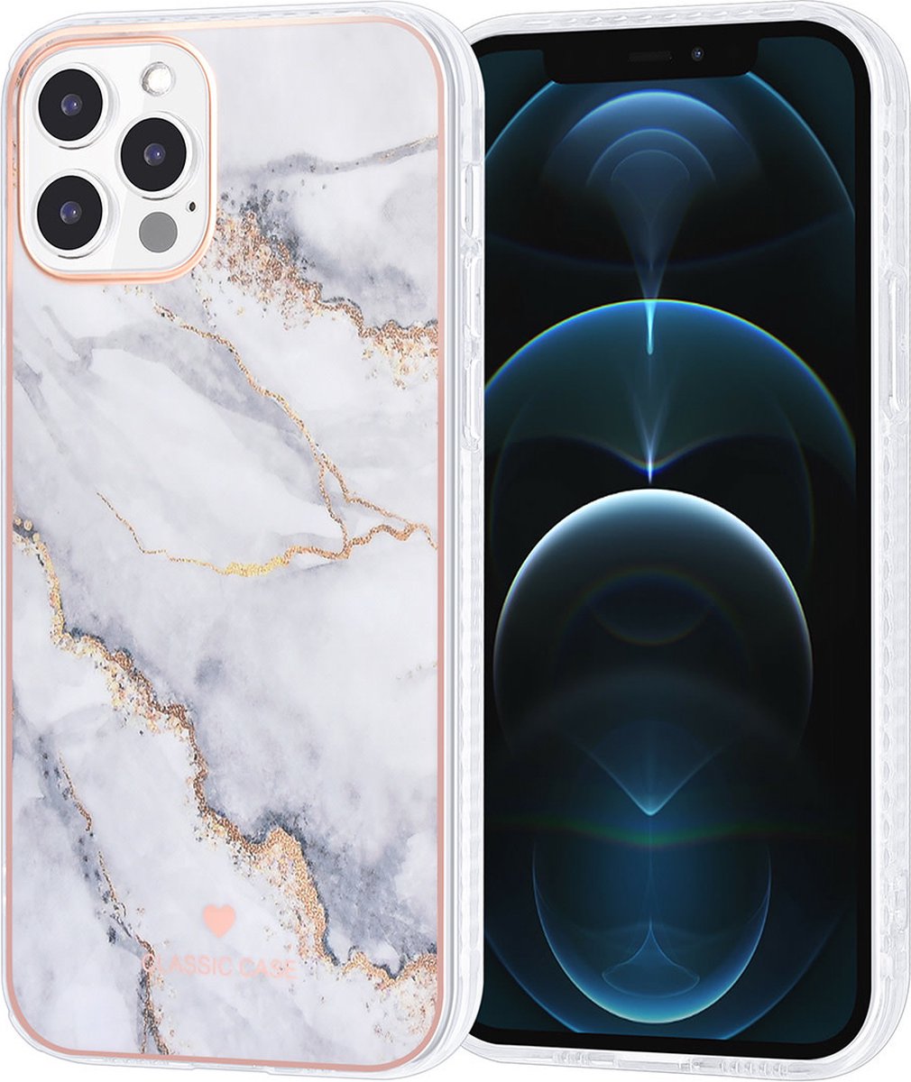UNIQ Classic Case iPhone 12 - 12 Pro TPU Backcover hoesje - Marble White