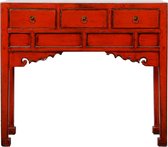 Fine Asianliving Antieke Chinese Console tafel Rood Glanzend Handgesneden B97xD36xH64cm Chinese Meubels Oosterse Kast