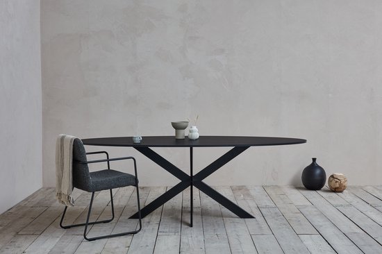 Ovale eiken voordeeltafel - Zwart 2 cm - Matrix poot ultra dun - eiken tafel  160 x 80 cm | bol.com