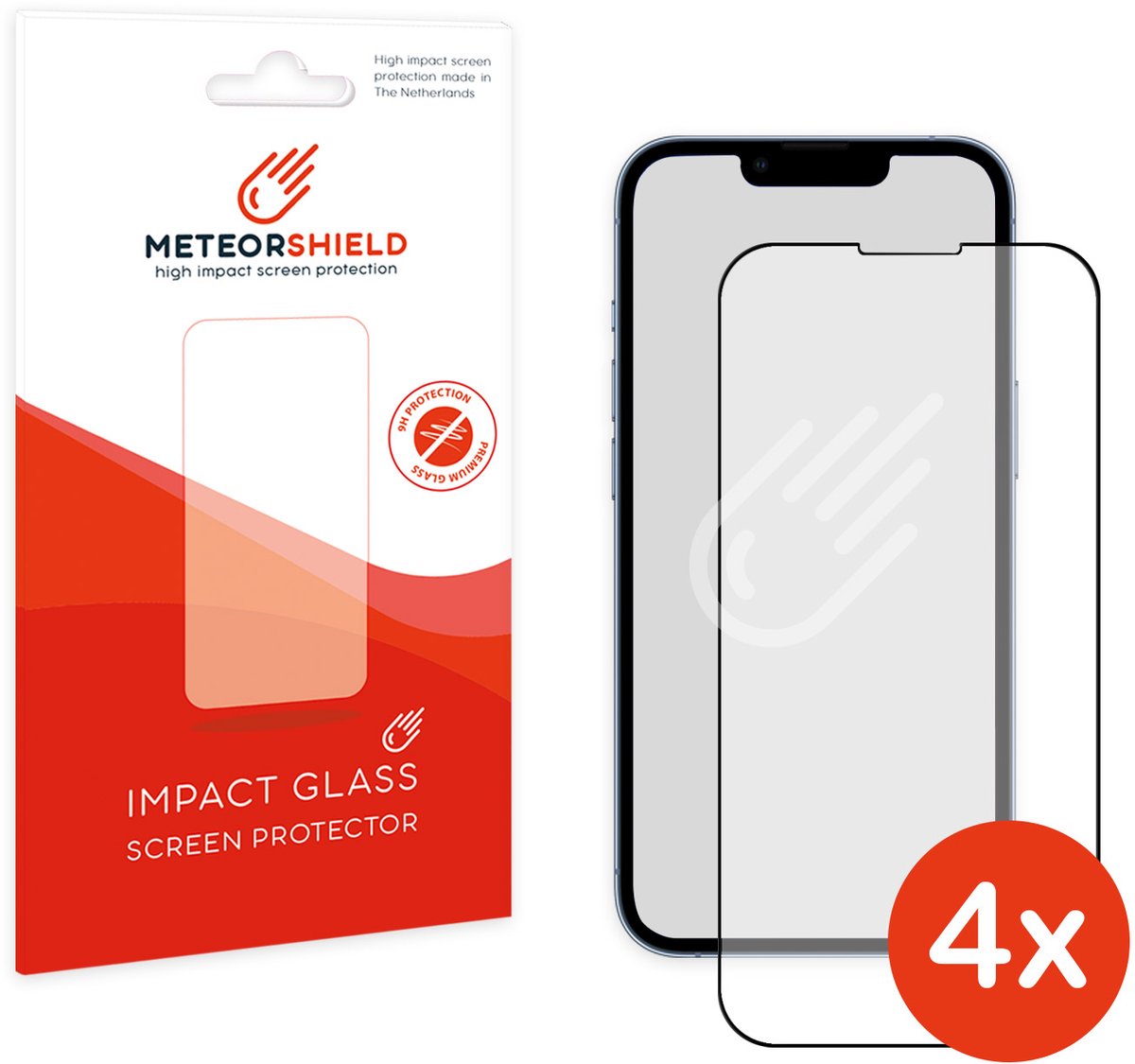 4 stuks: Meteorshield iPhone 13 Pro screenprotector - Full screen
