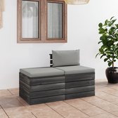 vidaXL 2-delige Loungeset met kussens pallet massief grenenhout