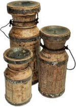Kandelaars en kaarsenhouders  - houten kandelaar  - set van 3 - trendy  -  H15cm