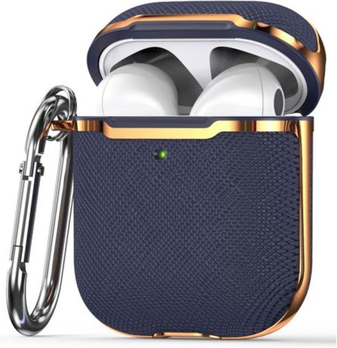 AirPods hoesjes van By Qubix AirPods 1-2 hoesje - Hardcase - Plated series - Blauw + Goud Airpods Case Hoesje voor Airpods Airpods 1 Airpods 2 Hoes