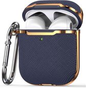 AirPods hoesjes van By Qubix - AirPods 1/2 hoesje - Hardcase - Plated series - Blauw + Goud