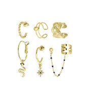 Goudkleurige bijoux oorbellen set met earcuffs
