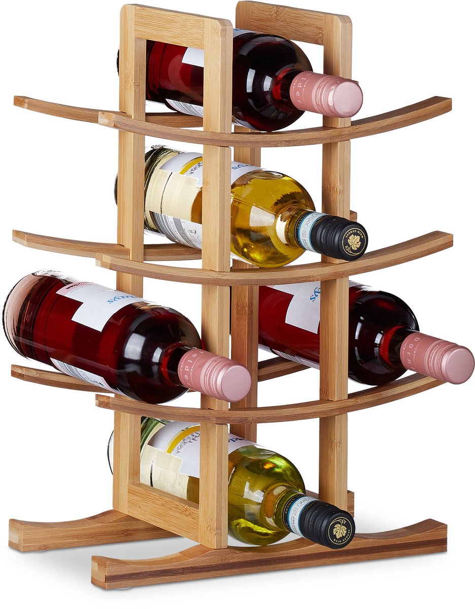 wijnrek - voor 12 flessen - 4 etages - 42,5 x 30 x 16 cm
