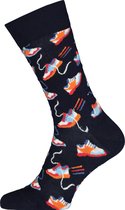 Happy Socks Run For It Sock - unisex sokken - blauw met sneakers - Unisex - Maat: 36-40