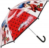 paraplu Miraculous junior 73 cm PVC transparant/rood