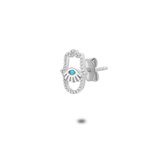 Twice As Nice Oorbel in zilver per stuk, open hand met oogje