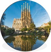 WallCircle - Wandcirkel - Muurcirkel - Barcelona - Sagrada Familia - Water - Aluminium - Dibond - ⌀ 60 cm - Binnen en Buiten