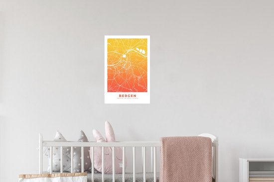 Stickers muraux - Plan de la ville - Montagnes - Oranje - België - 20x30 cm - Film adhésif - Carte