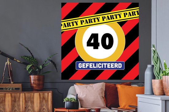Stickers muraux - Autocollants - Anniversaire - 40 ans - Panneau de signalisation - 120x120 cm - Autocollants Stickers muraux chambre d'enfant - Papier peint autocollant XXL - Papier peint autocollant - Autocollants
