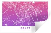 Stickers Stickers muraux - Plan de la ville - Delft - Pays- Nederland - Violet - 60x40 cm - Feuille adhésive - Carte