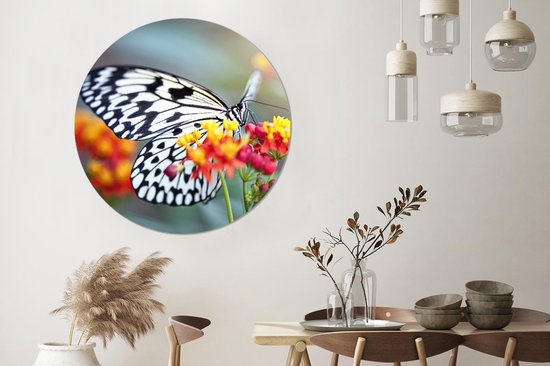 Cercle Mural - Cercle Mural Intérieur - Papillon - Bloem - Animaux - ⌀ 120 cm - Décoration murale - Peintures Ronds XXL