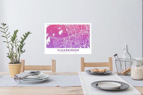 Stickers Stickers muraux - Plan de la ville - Vlaardingen - Pays- Nederland - Violet - 60x40 cm - Feuille adhésive - Carte