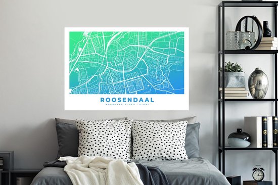 Muurstickers - Sticker Folie - Stadskaart - Roosendaal - Blauw - 120x80 cm - Plakfolie - Muurstickers Kinderkamer - Zelfklevend Behang - Zelfklevend behangpapier - Stickerfolie