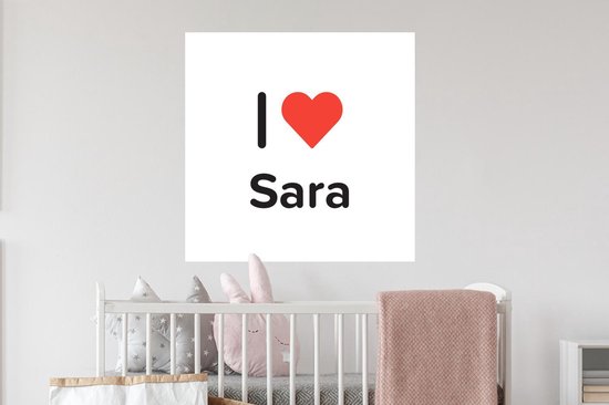 Stickers muraux - Film adhésif - J'aime - Sara - Fille - 80x80 cm - Film adhésif - Stickers muraux chambre d'enfant - Papier peint autocollant - Papier peint autocollant - Film adhésif