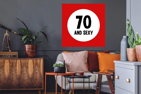 Stickers muraux - Film autocollant - Anniversaire - Anniversaire - 70 ans - 50x50 cm - Film adhésif - Stickers muraux muraux Chambre d'enfant - Papier peint autocollant - Papier peint autocollant - Film autocollant