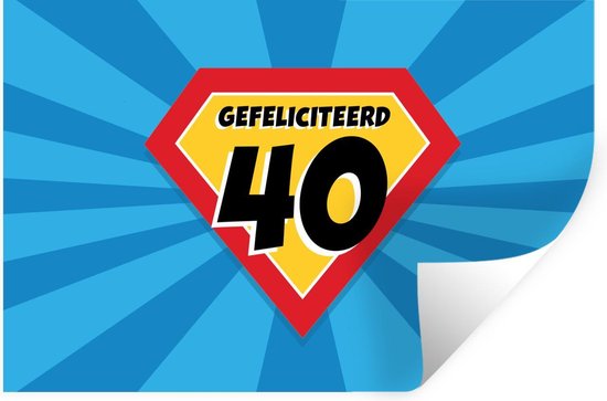 Stickers muraux - Film autocollant - Anniversaire - 40 ans - Cadeau - 90x60 cm - Film adhésif - Stickers muraux muraux Chambre d'enfant - Papier peint autocollant - Papier peint autocollant - Film autocollant