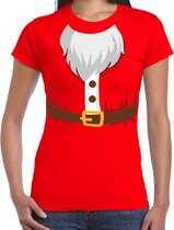 Kerstkostuum Kerstman verkleed t-shirt - rood - dames - Kerstkostuum / Kerst outfit M