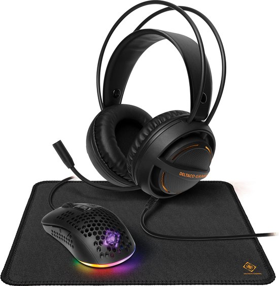 Deltaco Gaming 3-in-1 Gaming Bundel - Headset/Muis/Muismat - Zwart