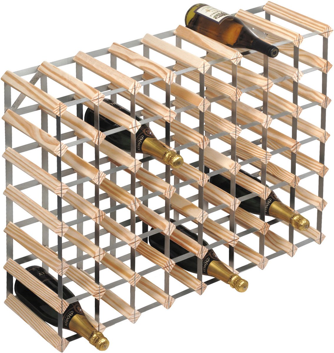 RTA Wijnrek - 81 x 23 x 62 cm - Blank - Hout - 56 flessen