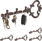 Relaxdays 5x sleutelrekje vintage - sleutel organizer - sleutelrek 3 haken - ophanghaken