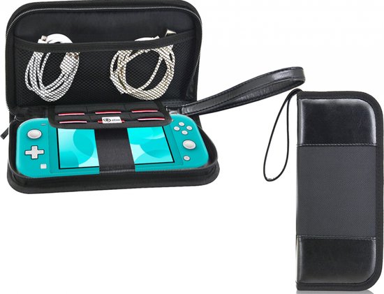 Geschikt voor Nintendo Switch Lite: extra Luxe premium opberg hoes met extra veel opbergvakken en draagriem, tasje / case / cover / skin / Console tas beschermhoes