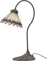 Lampe à poser Tiffany Ø 20*51 cm E14/max 1*40W Marron, Beige, Grijs Métal, Glas Lampe de bureau Tiffany Lampes Tiffany