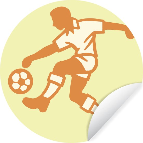 WallCircle - Muurstickers - Behangcirkel - Een illustratie van een persoon die de voetbal aanneemt - Jongens - Meisjes - Kinderen - ⌀ 140 cm - Muurcirkel - Zelfklevend - Ronde Behangsticker