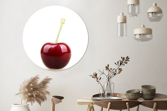 Cerisier solitaire avec une tige verte Assiette en plastique cercle mural ⌀ 120 cm - impression photo sur cercle mural / cercle vivant (décoration murale) XXL / Groot format!
