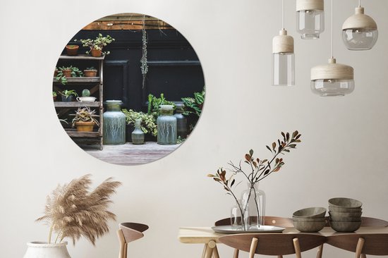 Cercle mural - Cercle mural - Pots dans le jardin - Aluminium - Dibond - ⌀ 120 cm - Intérieur et Extérieur XXL