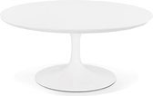 Alterego Ronde salontafel 'BUSTER MINI' van witte hout en witte metalen poot  - Ø 90 cm