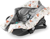 Navaris zachte wikkeldeken voor babyzitje - Babydeken compatibel met Maxi Cosi en wandelwagen - Universeel en geschikt voor driepuntsgordel - Vos