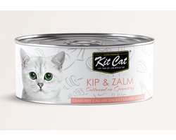 Kit Cat Kip & Zalm 24x80gram - Graanvrij - Kattenvoer Natvoer - Kattenblikjes