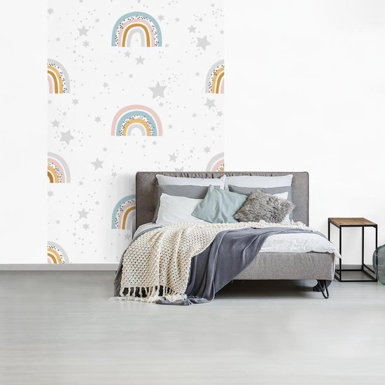 Motif enfant avec des arcs-en-ciel et des étoiles sur fond blanc 225x350 cm