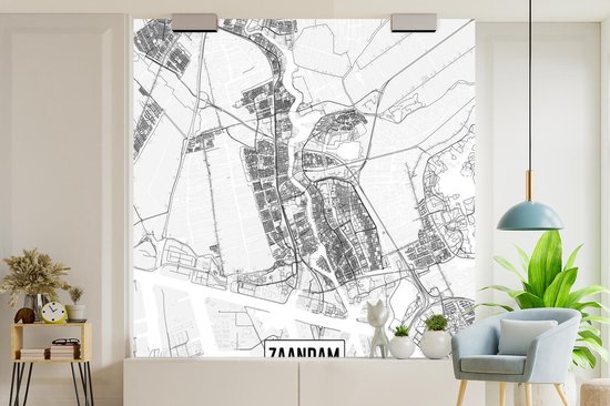 Papier peint photo peint vinyle - Plan de la ville de Zaandam - Plan d'étage largeur 220 cm x hauteur 220 cm - Tirage photo sur papier peint (disponible en 7 tailles)