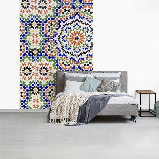 Papier peint - Papier peint photo peint Un détail de mosaïque avec de nombreuses formes différentes - Largeur 170 cm x hauteur 260 cm