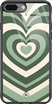 iPhone 8 Plus/7 Plus hoesje glass - Hart swirl groen | Apple iPhone 8 Plus case | Hardcase backcover zwart