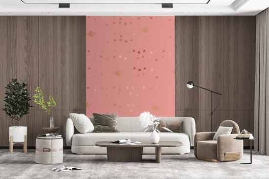 Behang - Fotobehang Patronen - Roze - Rozen - Luxe - Breedte 225 cm x hoogte 350 cm