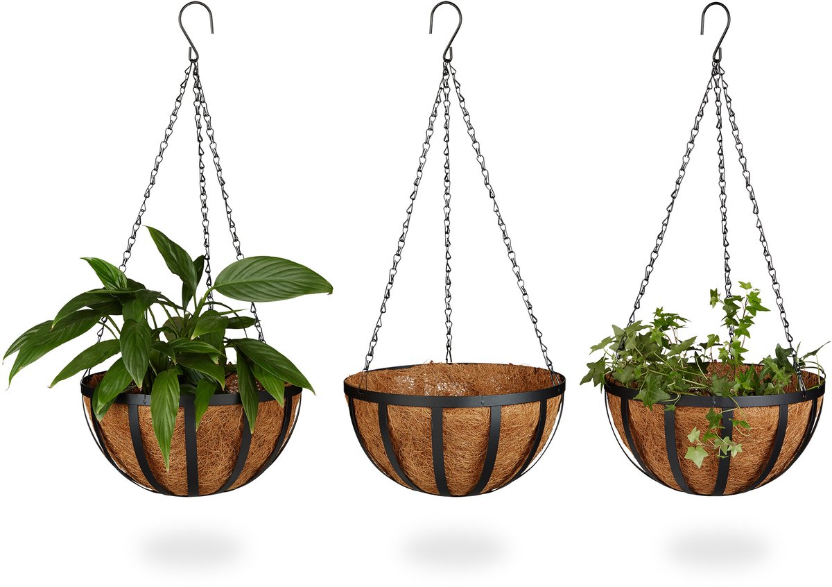 Plantenhanger - set van 3 - kokos - 21 liter - Ø 30 cm
