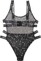 Body Met  Zodiac Print - Zwart/Metallic - Sexy Lingerie & Kleding - Lingerie Dames - Dames Lingerie - Body