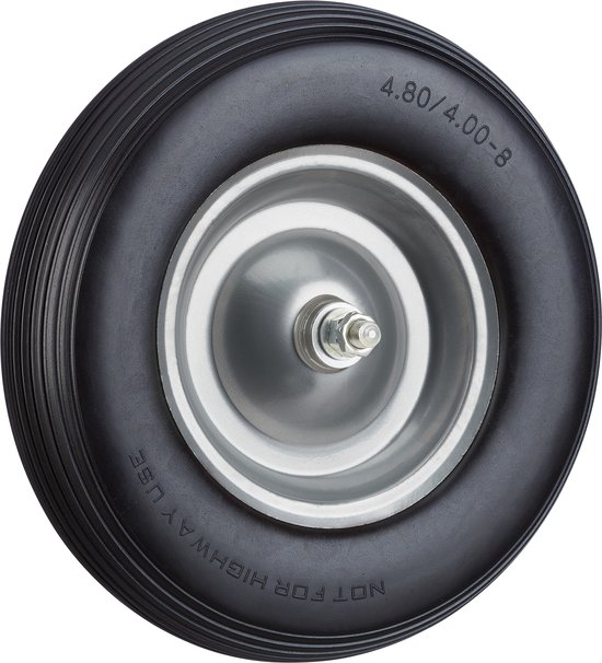 Relaxdays kruiwagenwiel rubber 4.80 4.00-8 - met as - stalen velg - tot 100 kg - antilek - zwart-rood van Relaxdays — afbeelding 2